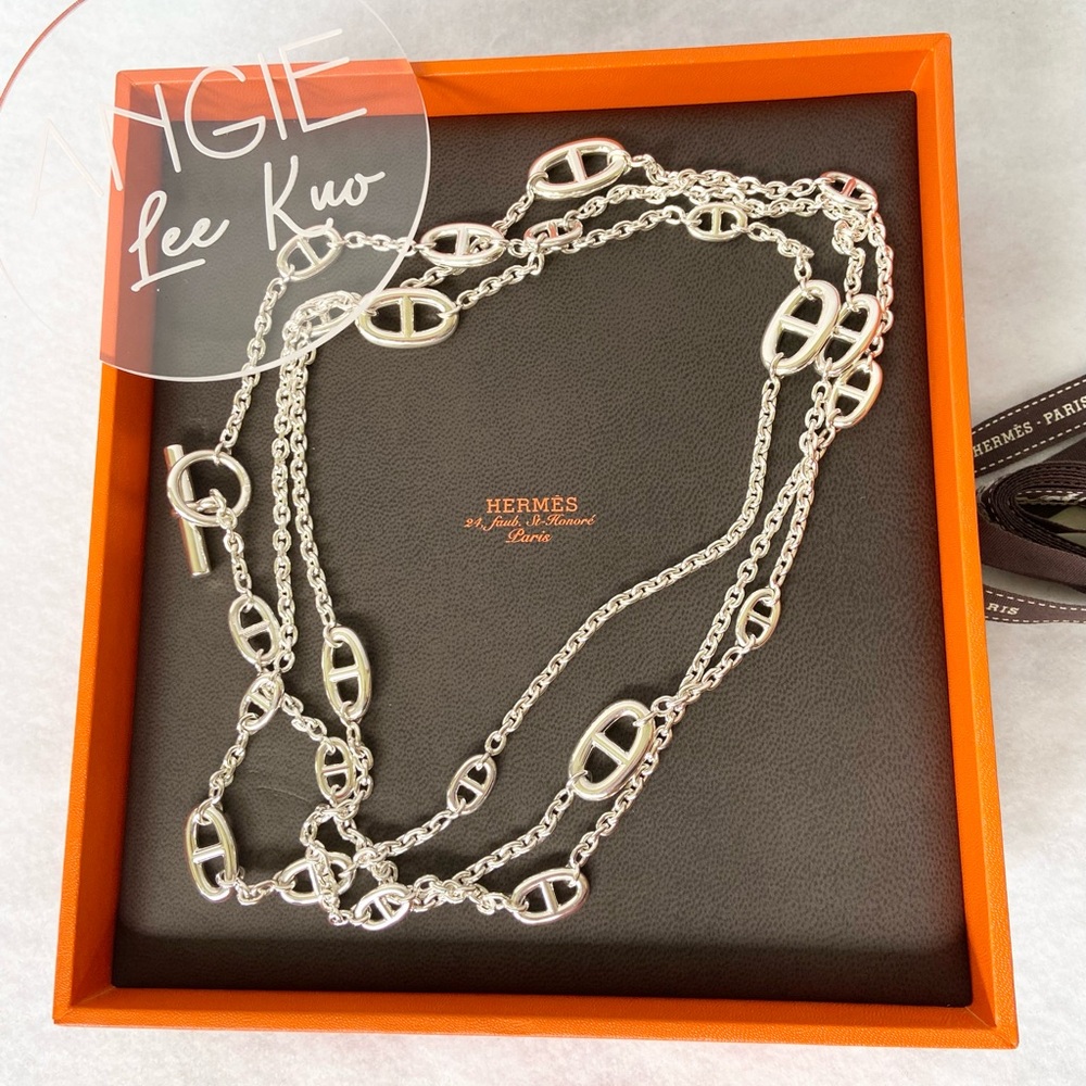 SOLD Brand New HERMES Farandole Long Necklace 160cm 925 Silver Belt Bag Chain